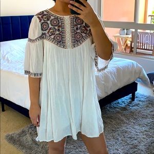 Zara white romper embroidery dress boho floral